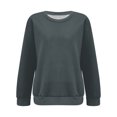 thumbnail image 5 of ManxiVoo Women's Everyday Round Neck Long Sleeve Sweatshirt Cozy Fall and Winter Casual Wear L Size Navy, 5 of 10