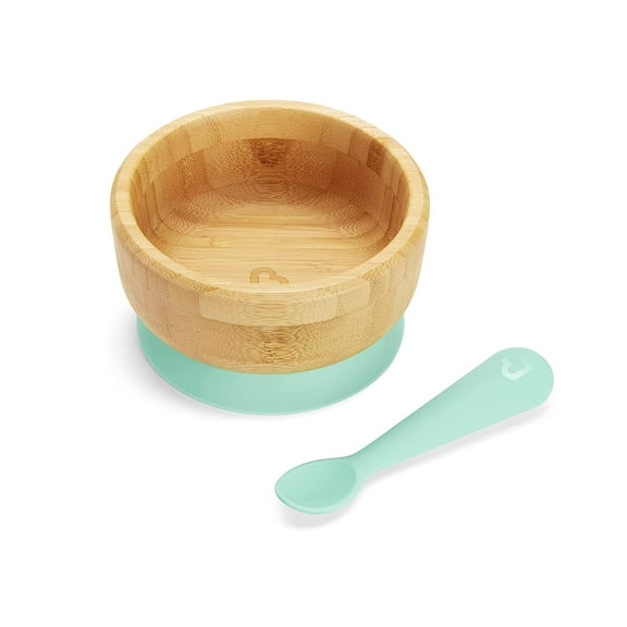 Munchkin® Non-Toxic Bambou™ Suction Bowl and Silicone Spoon Set for Toddlers, Green, Unisex