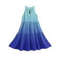 thumbnail image 6 of Abcomgle Girl's Summer Casual Dress Casual Halter Neck Sleeveless Midi Dress Gradient A-line Sundresses Holiday Swing Dresses 5-6 Years,Blue, 6 of 7