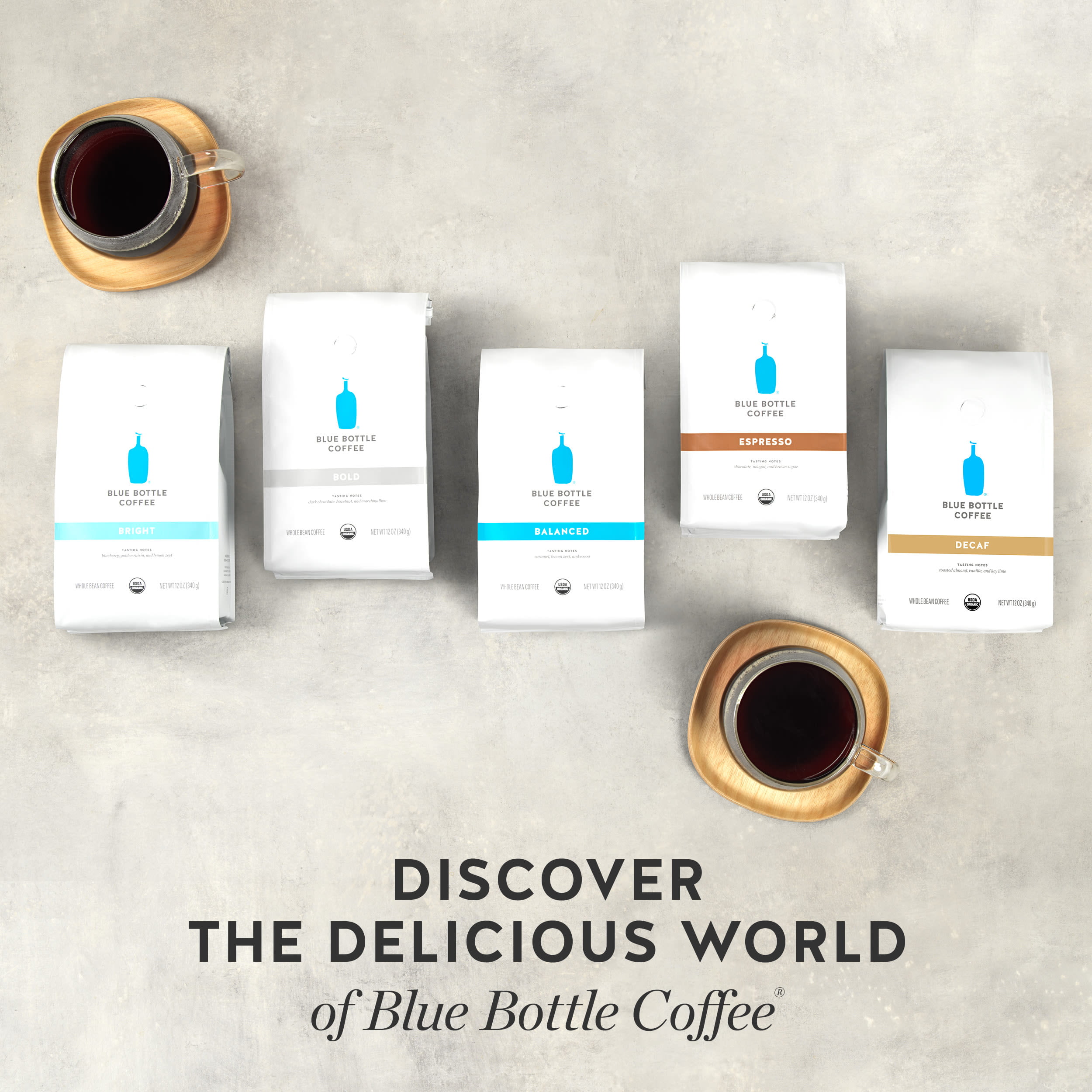 Blue Bottle Coffee Bright, Organic, Light Roast, Whole Bean Coffee, 12 oz 
