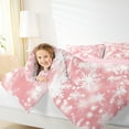 thumbnail image 4 of Manfei Dreamy Snowflake Chils Full Size Comforter Sets, Merry Christmas Bedding Comforter Set, Pink Princess Style Reversible Bedding Sets, Microfiber Bedroom Decor, 3 Pieces, 4 of 8