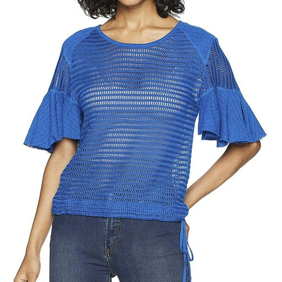 Free People Womens Babes Only Knit Blouse, Blue, Small