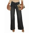 thumbnail image 3 of Women'S Wide Leg Jeans High Waisted Straight Leg Stretchy Denim Pants with Pockets Black L, 3 of 8