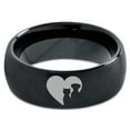 thumbnail image 2 of Tungsten Heart Yin Yang Dog Cat Lovers Band Ring 8mm Men Women Comfort Fit Black Dome Brushed Polished, 2 of 4