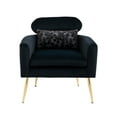thumbnail image 1 of Velvet Accent Chair, Tufted Upholstered Sofa Chair with Arms and High Back, Modern Armchair with Gold Legs and Embroidered Pillow Leisure Chaise Lounge Chair for Living Room Bedroom, Black, 1 of 7