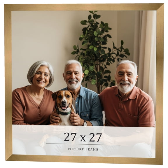 27x27 Frame Gold Bronze Solid Wood Picture Frame Width 0.75 Inches | Interior Frame Depth 0.5