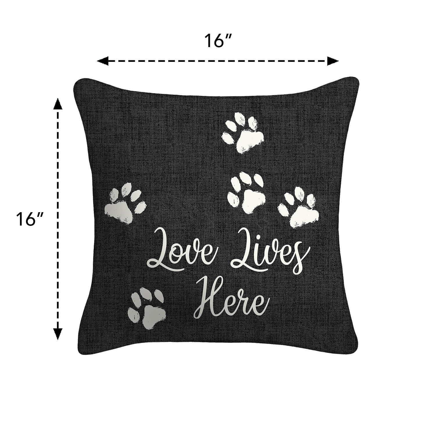 Mainstays 16" x 16" Love Lives Here Decorative Outdoor Throw Pillow, Black