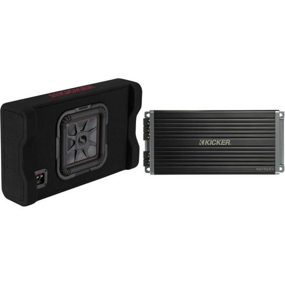 Kicker 49L7TDF102 Down-Firing 10" L7T 2-Ohm Subwoofer Enclosure & KEY5001 Smart Sub Amp / Processor Bundle