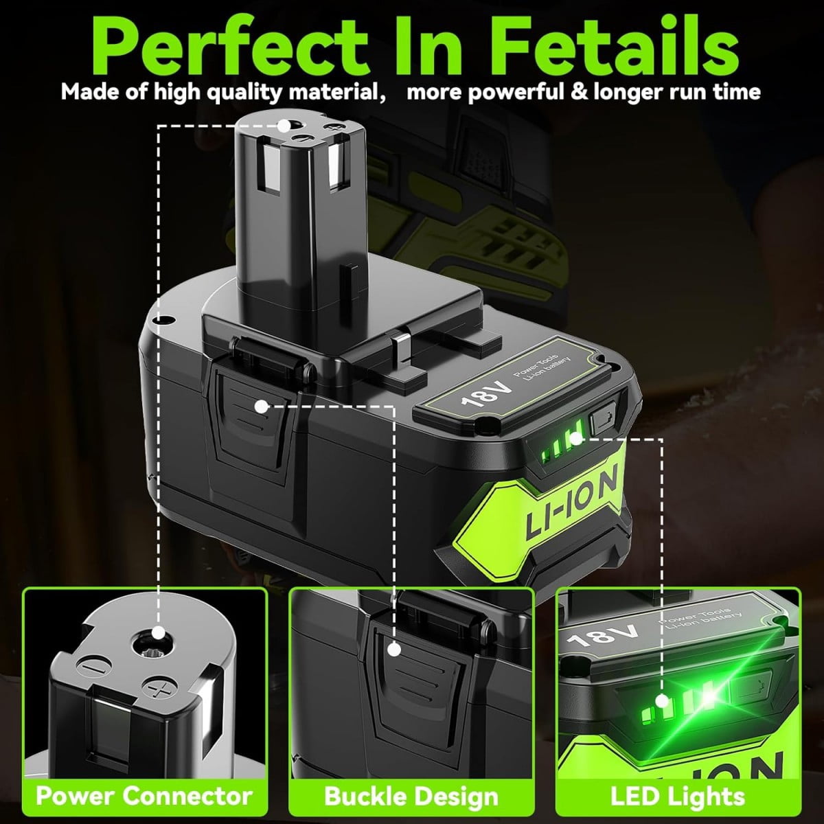 8.0Ah Replacement for Ryobi 18V Battery and P117 Charger Combo Compatible with Ryobi 18V One+ Battery RB18L25 RB18L50 P108 P107 P104 P780(2 Battery+1Charger)