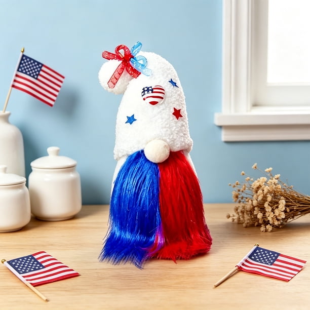 2 Styles 4th Of July Faceless Gnome Ornament Patriotic Red White Blue Gnome Doll Tabletop Decor For Independence Day Home Party Shelf Mantel Decoration