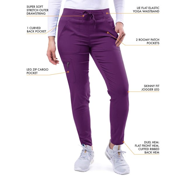 Adar Pro Modern Athletic Scrub Set For Women - Modern V-Neck Scrub Top & Yoga Jogger Scrub Pants