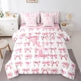 thumbnail image 1 of Erosebridal Kawaii Bowknot Bedding Queen Size,Monogrammed Letter Comforter Sets with Sheets,Inital Alphabet Bedding Sets Queen Size,Lightweight Cartoon Room Decorative,Reversible,7 Pieces, 1 of 5