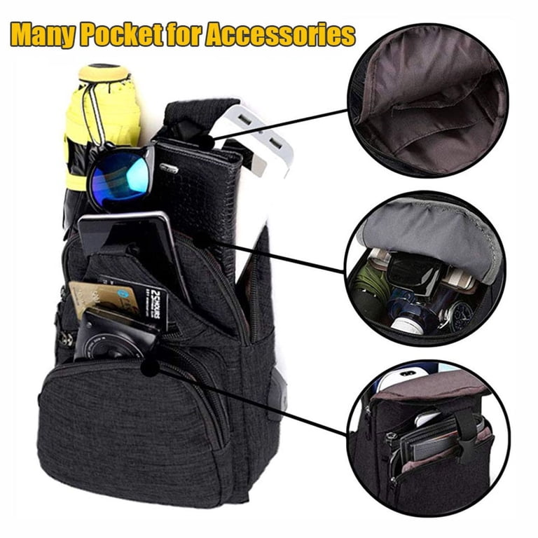 Sac Poitrine Homme Crossover Bag - Sac Bandoulière Réglable Avec Prise USB, Étanché, Idéal Sport Voyage Randonnée Camping