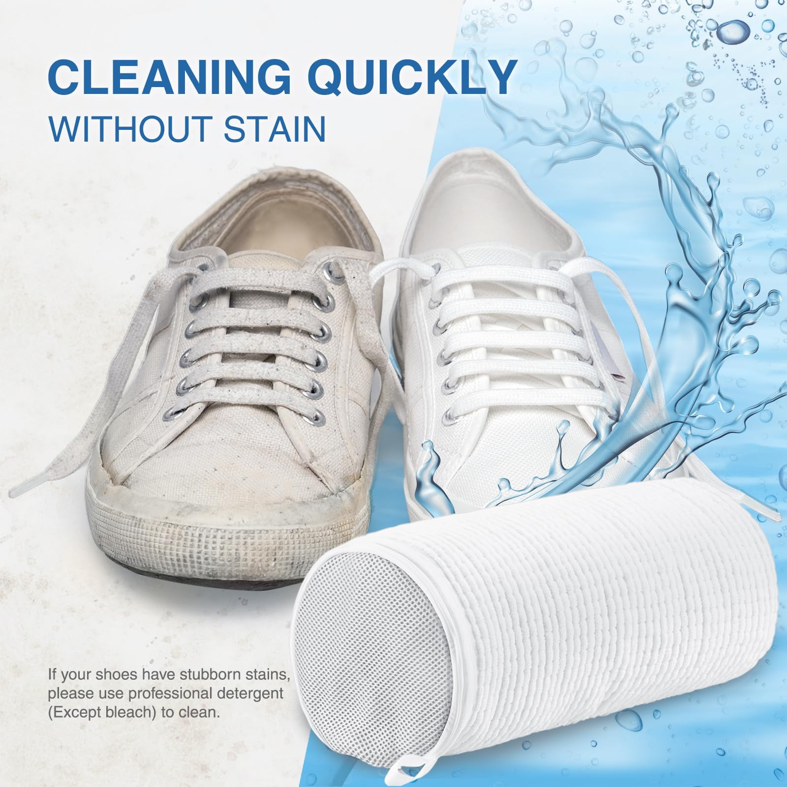 Avoalre Shoe Washing Bag, Fluffy Fibers 360° All-Around Cleaning Shoe Laundry Bag, Top Hidden Zipper, Durable & Reusable for All Shoe Types