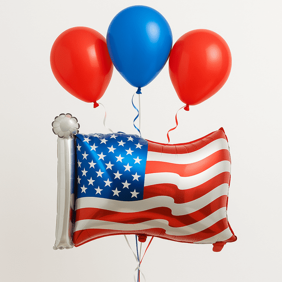 American Flag Foil Balloon Bouquet Patriotic 4th July Party Decor Red Blue balloons
