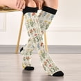 thumbnail image 5 of FORMRS Womens Knee High Socks Casual Long Thick Travel Daily Wear, 2 Pairs, Beige Wildflowers, 5 of 6
