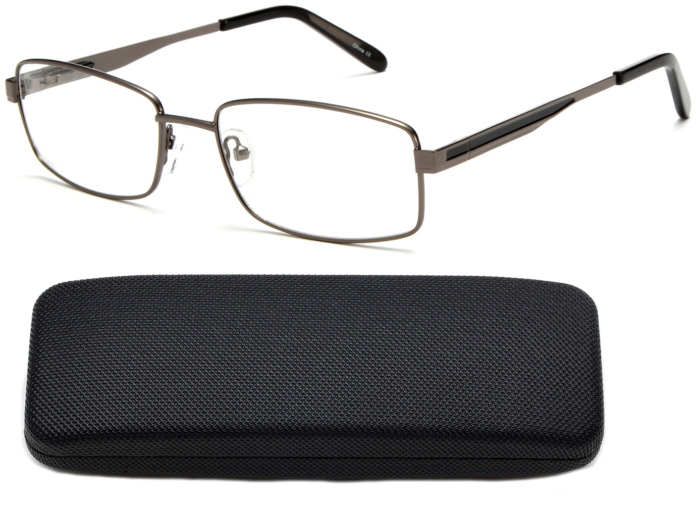 3 Pairs Rectangular Reading Glasses Metal Full Frame Spring Temple Optical Hinge Comfortable Fit for Men & Women Classic Stylish Frame Reading Glasses in Case with Hard Case