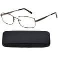 thumbnail image 3 of 3 Pairs Rectangular Reading Glasses Metal Full Frame Spring Temple Optical Hinge Comfortable Fit for Men & Women Classic Stylish Frame Reading Glasses in Case with Hard Case, 3 of 5
