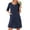 Navy Blue, variant on Waffle Zip Up Robes for Women 3/4 Sleeve House Coat Knee Length Bathrobes with Pockets Lightweight Nightgown S-3XL