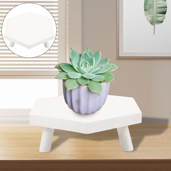 HONMEET White Wood Flower Pot Stand, Multipurpose High-Legged Plant Holder, 1-Pack Indoor Outdoor Decor