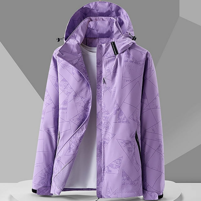 LSLJS Manteau à Capuche pour Femmes, Imperméable et Coupe-Vent, Manteau Tendance (Violet, TTG)