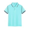 thumbnail image 6 of QIUOMBBP Stripped Tops Cotton for Boys Summer Collar Short Sleeve Shirts Basic Back to School Outfits Mint Green L, 6 of 7