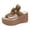 Khaki, variant on Rokment Women's Platform Wedge Flip Flops Delicate-Bee Bowknot Fashion Casual Suede Extra Chunky High Heels Slip on Backless Dress Sandals Comfortable Walking Slides Summer Shoes Beige Size 6