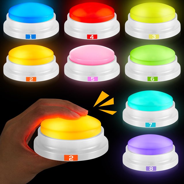 Answer Buzzers Xuhal Glowing, 8 unidades para juegos de preguntas y respuestas