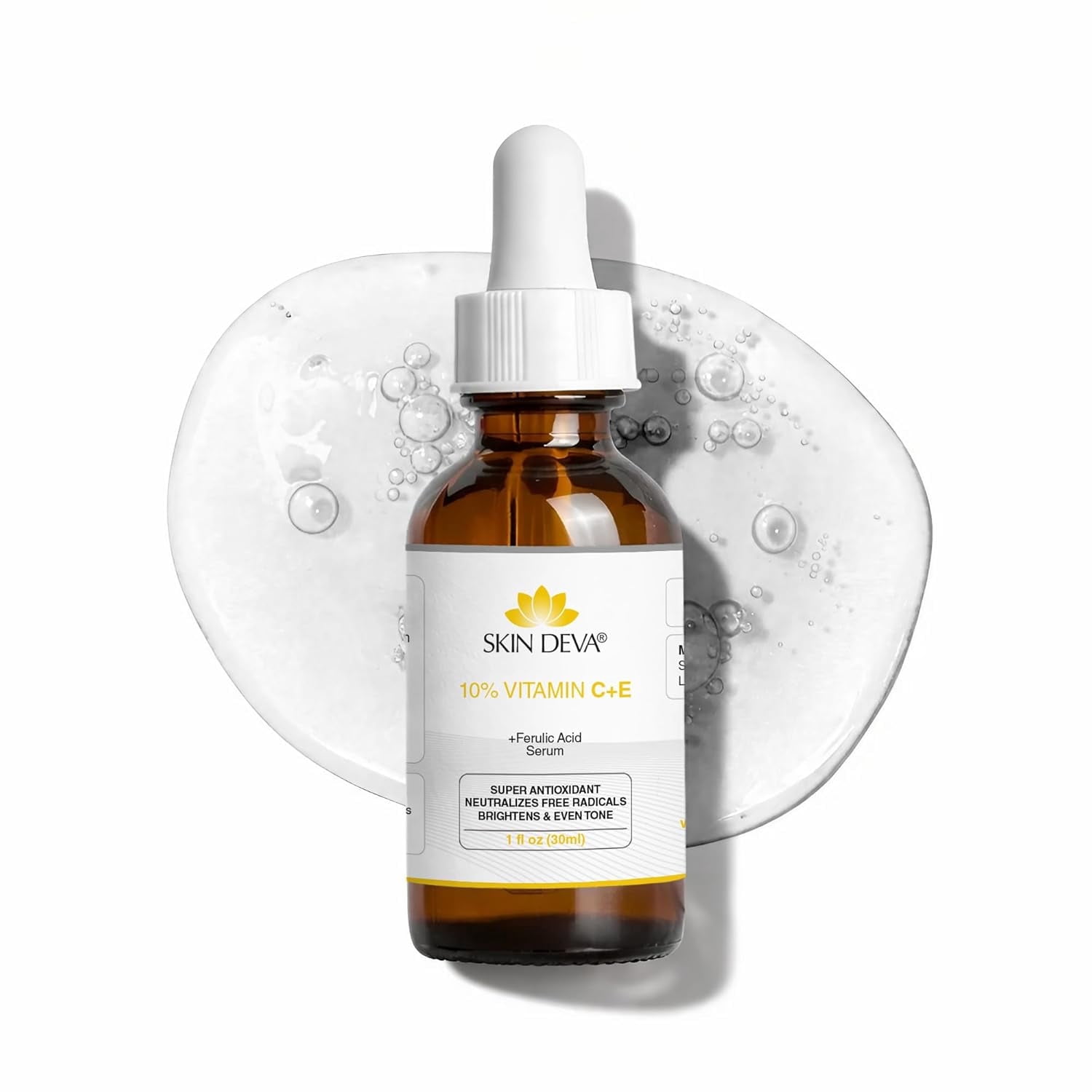 Skin Deva 20% Vitamin C Face Serum with Hyaluronic Acid, Vitamin E & Ferulic Acid for Hydration & Brightening Support, 1 fl oz