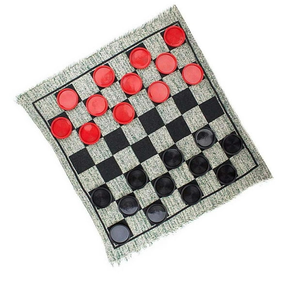 Giant Checkers Set Washable Game Simple Operation Board Chessboard with 24 Chess Checkers Wear-resistant Blanket Indoor Games for Adults Kids
