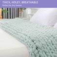 thumbnail image 4 of Chunky Knit Blanket Throw x Hand Knitted Chenille Throw Blanket Small Soft Thick Yarn Cable Knit Blanket Cute Rope Knot Crochet Throw Blankets for Couch Bed Sofa (Light ), 4 of 7