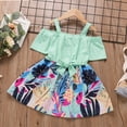 thumbnail image 2 of Coerni Baby Girls Off Shoulder Dress Floral Swing Dresses Ribbed Summer Casual Sundress Little Girl Elegant Princess Dress, 2 of 8