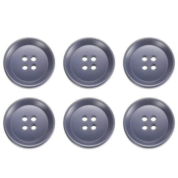 Uxcell 6pcs Sewing Button 23m 4 Holes Resin Round Craft Buttons, Grey