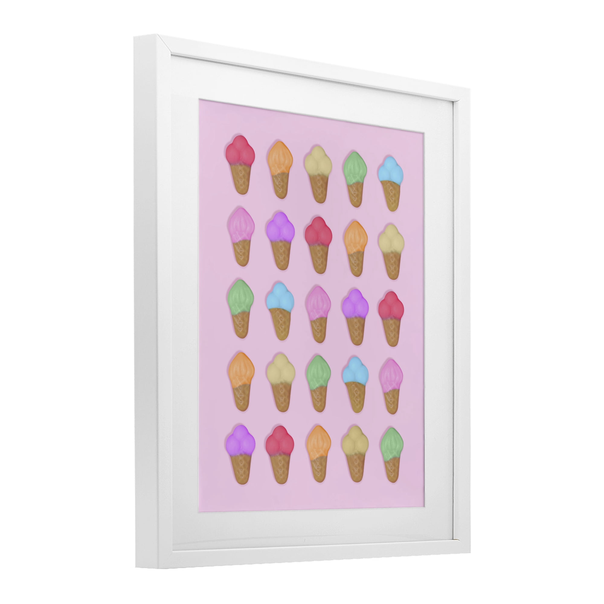 Stupell Industries Ice Cream Shaped Candies White Framed Print Under Glass, design by LISH Creative