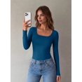thumbnail image 4 of Zeagoo Basic Fall Tops for Women Long Sleeve Square Neck Slim Fitted Undershirt, 4 of 7