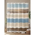 thumbnail image 4 of Abstract Gradient Stripe Shower Curtain, Brown Blue Watercolor Waterproof Shower Curtain Set with 12 Hooks Lightweight Washable Fabric Shower Curtains for Bathroom 72x72 Inches, 4 of 6