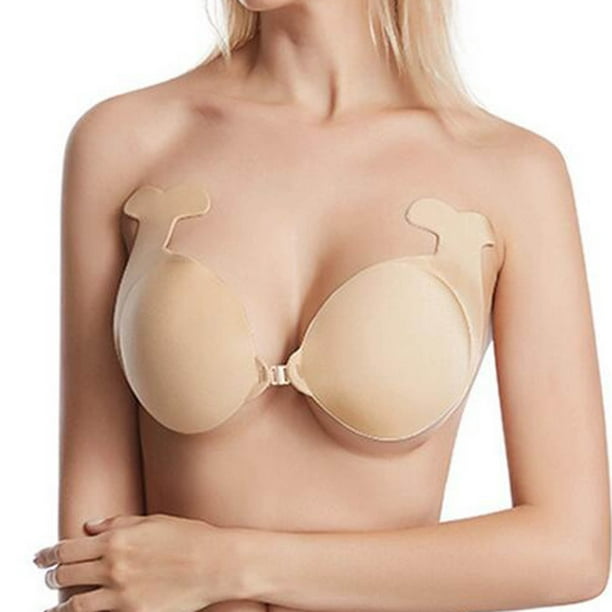 SILICONE STICKY GEL INVISIBLE BACKLESS WIRE FREE BRA 'C' CUP NUDE