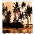thumbnail image 3 of Ambesonne Tropic Shower Curtain, Ocean Sea Love Palms, 69"Wx75"L, Orange and Brown, 3 of 3