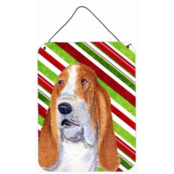 Basset Hound Candy Cane Holiday Christmas Aluminium Metal Wall Or Door Hanging Prints