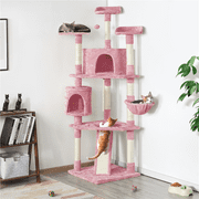 Alden Design 79H Multilevel Large Cat Tree Condo Tower with Scratching Post, Pink