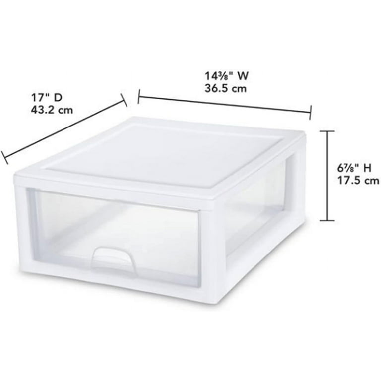 16 Quart Stackable Sturdy Plastic Storage Drawer Container for