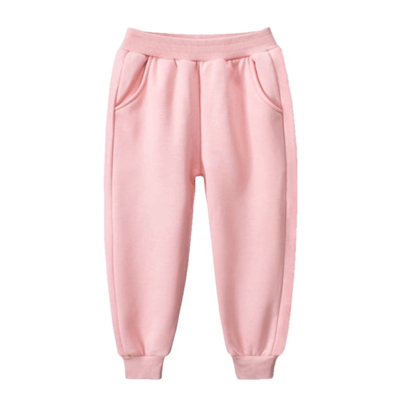NOEGOEU Boys Girls Sweatpants Fleece Cotton Joggers Pants with Pockets, Elastic Waist for Kids (Pink,4-5 Years)