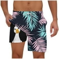 thumbnail image 2 of VgaVtl Men's Shorts Athletic Shorts for Men Big and Tall Hawaii Graphic Casual Loose Elastic Waist Shorts,Black XXL, 2 of 5