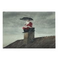 thumbnail image 1 of Christmas Cutting Board, Photo of Santa Sits on a Chimney with Umbrella in Heavy Rain, Decorative Tempered Glass Cutting and Serving Board, in 3 Sizes, by Ambesonne, 1 of 2