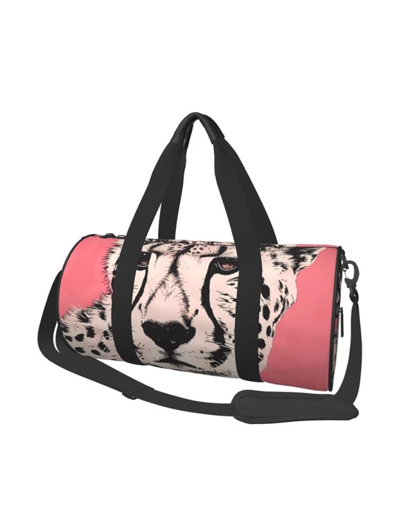 Pink Cheetah Art Print Travel Duffle Bag, Bag Carry On Tote Bags for Women, Travel Sport Gym Bag for Men, Hospital Bag for Labor and Delivery