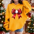 thumbnail image 2 of Lorytime Christmas Hoodies for Teen Girls Unisex Bow Sweatshirt Long Sleeve Pullover Drop Shoulder Festive Tops Yellow, 2 of 4