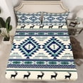 thumbnail image 3 of Feelyou Tribal Boho Aztec Twin Sheet Sets for Women, Rustic Farmhouse Deer Twin Fitted Sheet, Western Retro Fashion Flat Sheet, Super Cozy Room Decor, 3pcs, 3 of 8