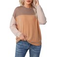 thumbnail image 3 of UVN Sweatshirts for Women Crewneck Casual Long Sleeve Blouse Color Block Loose Tops, 3 of 9