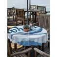 thumbnail image 2 of Outdoor Tablecloths with Umbrella Hole & Zipper, Navy Blue Whale Round Tablecloth 54 Inch, Summer Coastal Bubbles Ocean Waves Waterproof Table Cloth, Patio/Pool/Picnic Table Covers, 2 of 8
