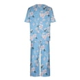 thumbnail image 4 of SDNall Pajama Sets for Women 2 Piece Printing Round Neck Short Sleeve Sleepshirt and Pants Sets Loungewear Pajamas with Pockets (Sky Blue, Sizes S-XXL), 4 of 9